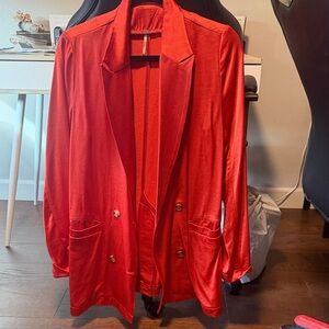 Vibrant Free People Orange/Red Blazer